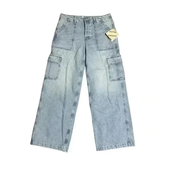 Mother Denim The Spinner Cargo Nerdy Light Wash Jeans Button Fly Size 29 NWT - Picture 3 of 8